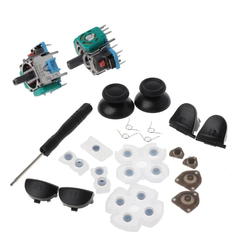 

L1 R1 L2 R2 Trigger Buttons 3D Analog Joysticks Thumb Sticks Cap Conductive Rubber For PS4 Controller Repair Set