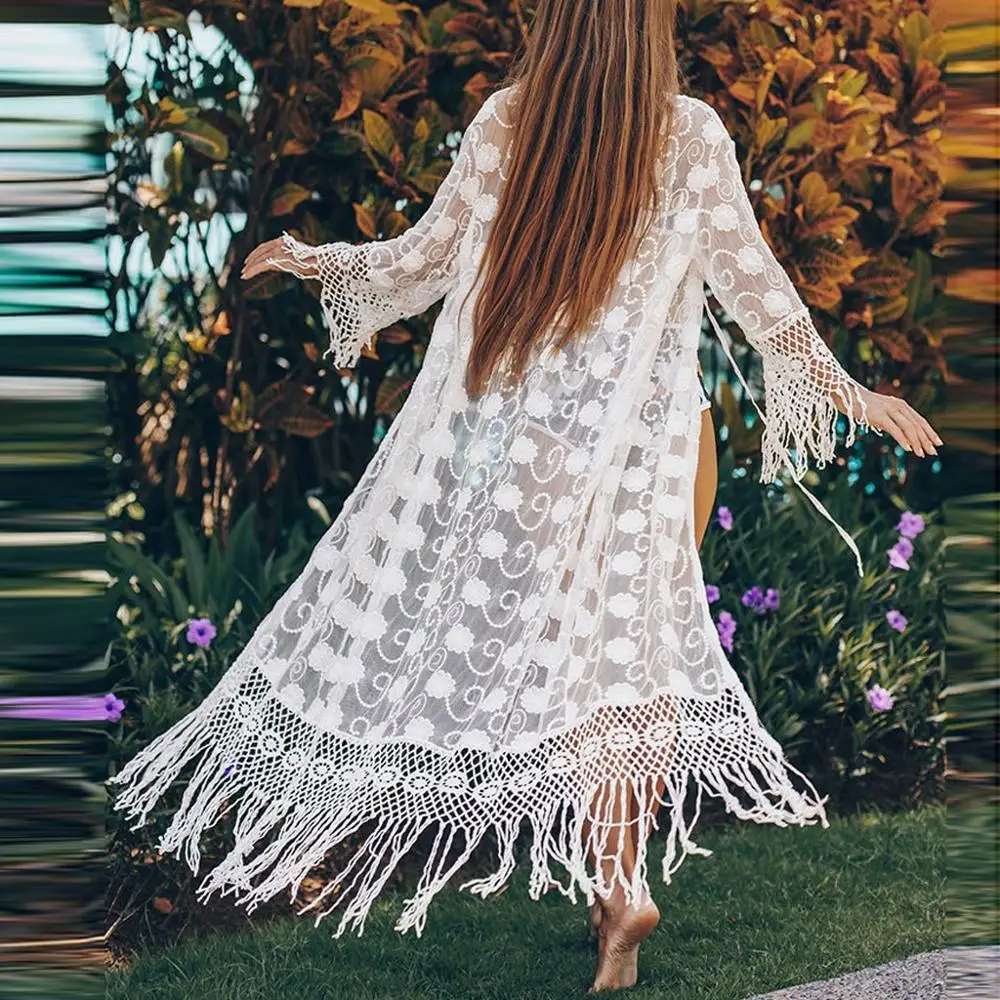 Новинка Летняя Пляжная накидка с вуалью кружевная ажурная на пляжное бикини