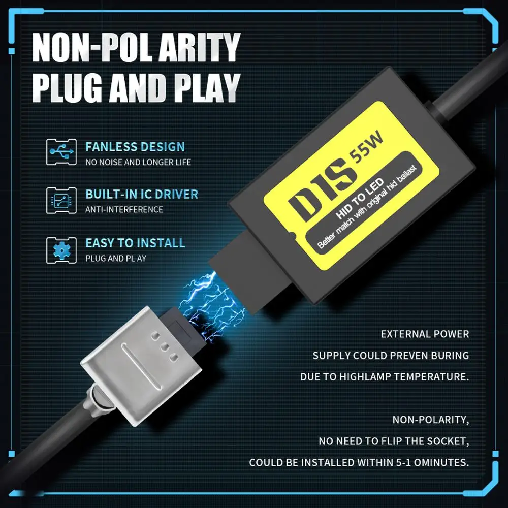 AILEO неразрушающего Установка canbus Error Free D1S светодиодный D1R D2S D2R D3S D3R D4S D4R