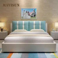 Wooden Platform Upholstered Soft Tatami Bed With Storage Twin Queen King Size Smart Hotel Home Furniture Youth Bedroom Sets