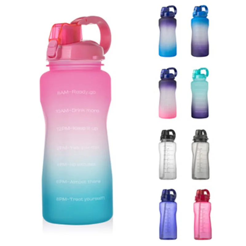 

Water Bottle 2L with Unique Timeline Measurements Goal BPA Free Sports Portable Gym Jug Water Bottle with Straw