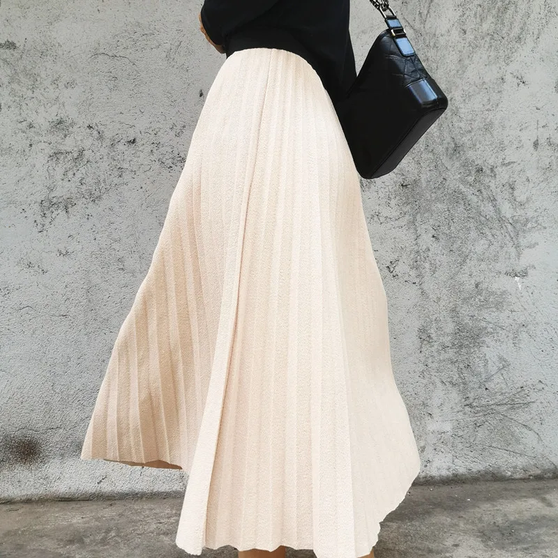 Осень Зима Ol элегантная шерстяная Толстая юбка в складку А силуэта женские 2019 s