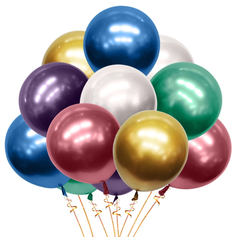 Золотые металлические латексные гелиевые синие воздушные шары украшение для