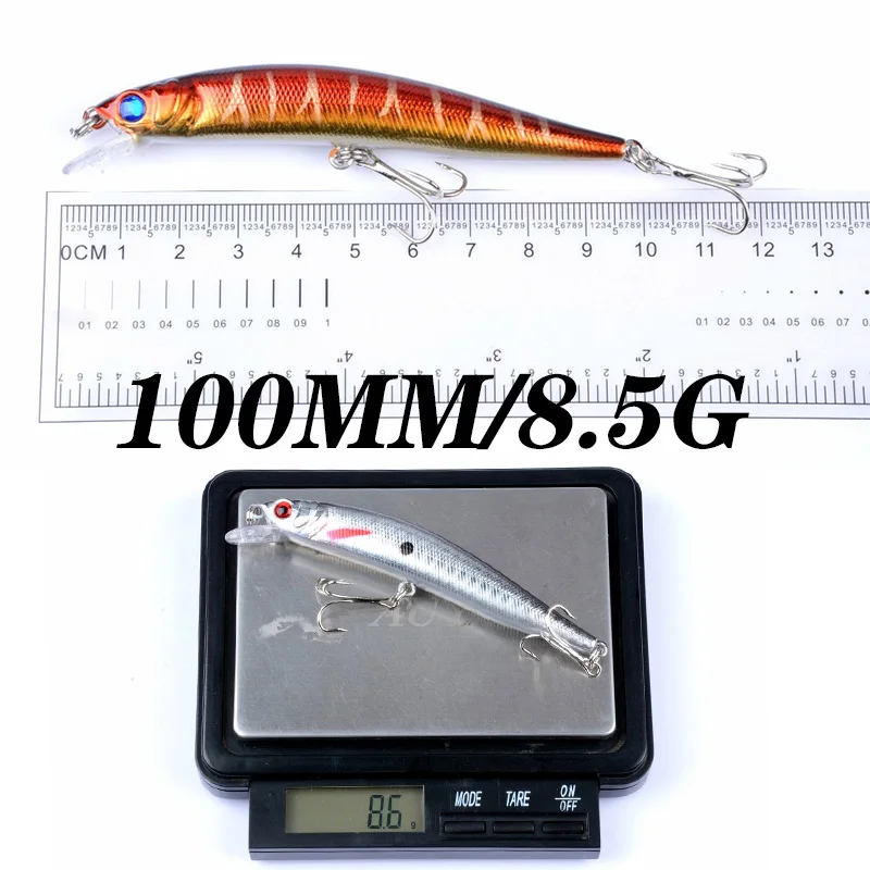 1Pcs Minnow Fishing Lures 10cm 8g Floating Wobblers Laser Hard Plastic Artificial Bait With Treble Hooks Crankbait Pesca Tackle