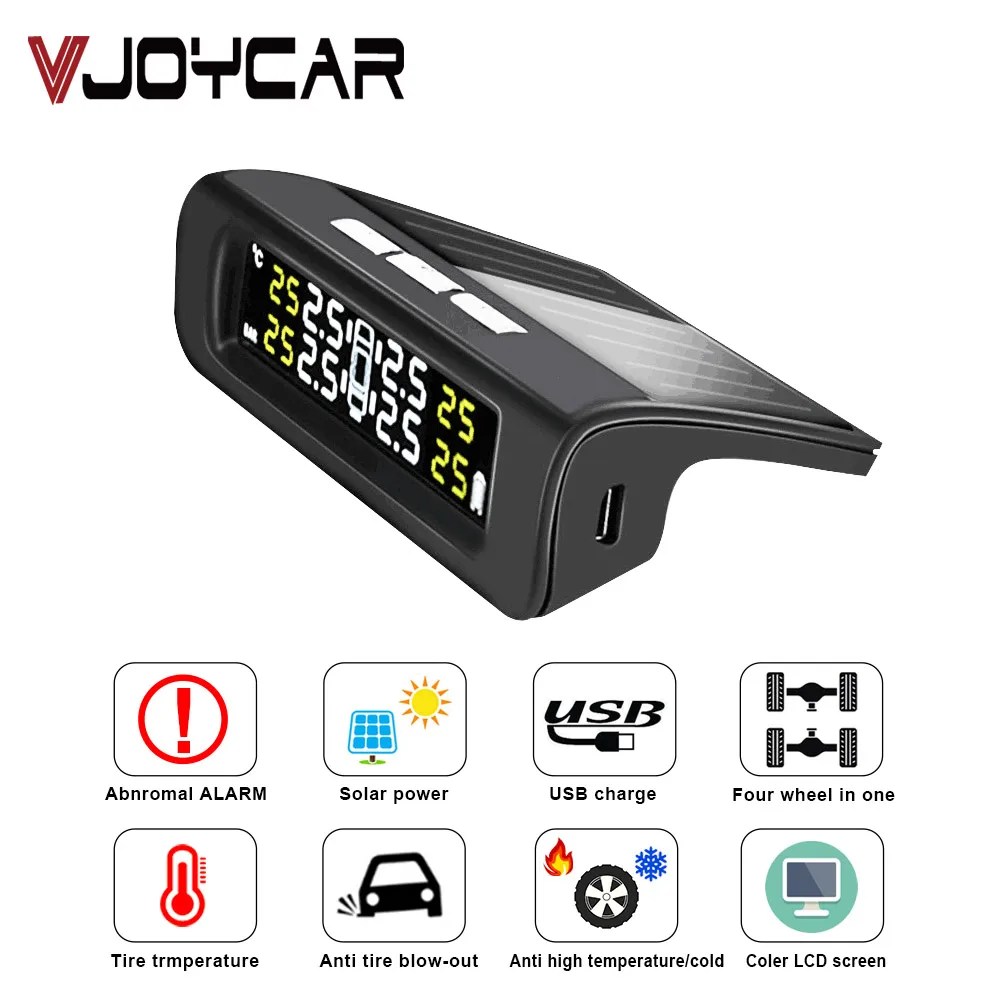 Universal TPMS Wireless Tire Pressure Monitoring System Solar Power Color LCD Display with Air Leakage Warning High Temp Alarm | Автомобили