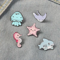 ocean jewelry starfish whale fish brooches sea animals enamel pins bag hat lapel pin badge men women jewelry gift for child