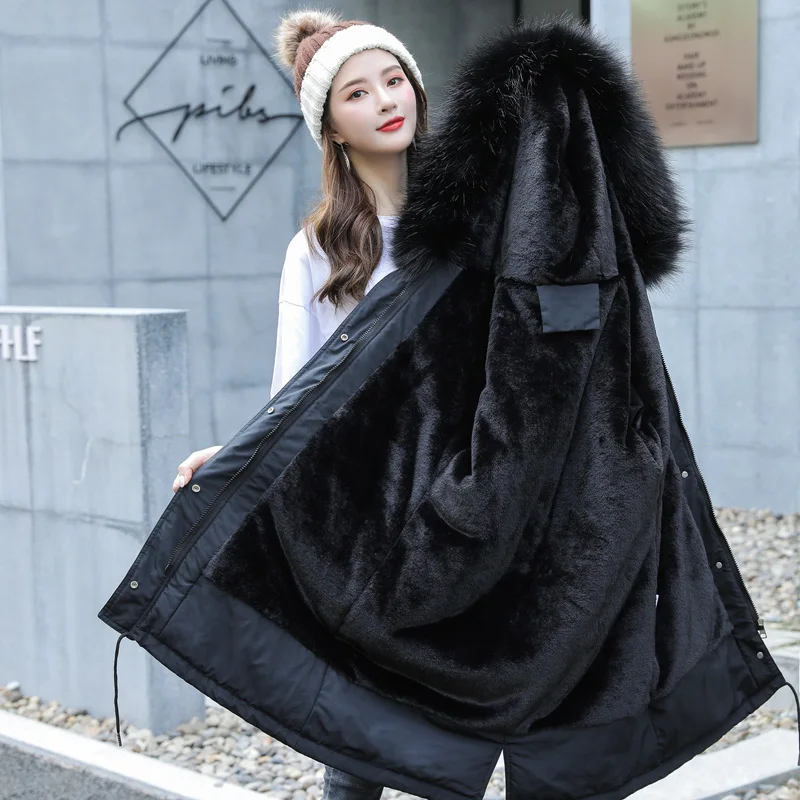 

SWREDMI Thick Warm Winter Jacket Women Winter Coat With Fur Lining Plus 5XL 6XL Hooded Female Long Winter Coat Parkas Snow Wear
