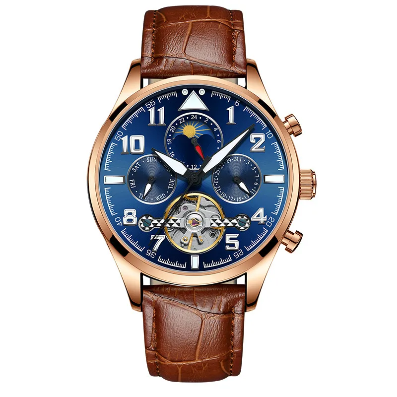 AILANG Tourbillon часы мужские модные автоматические мужские s часы лучший бренд класса люкс повседневные из нержавеющей стали водонепроницаемые механические часы мужские - Цвет: 01