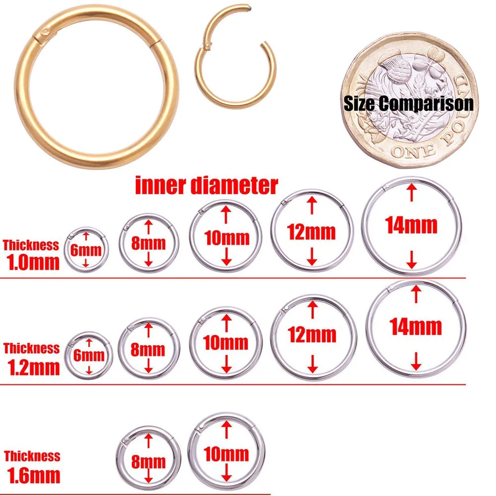 

1PC Steel Tiny Nostril Segment Septo Nose Rings Captive Ear Nose Hoop Piercings Clip on Helix Rings Body Jewelry 6 Color