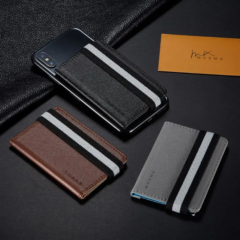 

RFID Blocking Adhesive Genuine Leather Credit Card Pocket Sticker Pouch Holder Case for Cell Phone