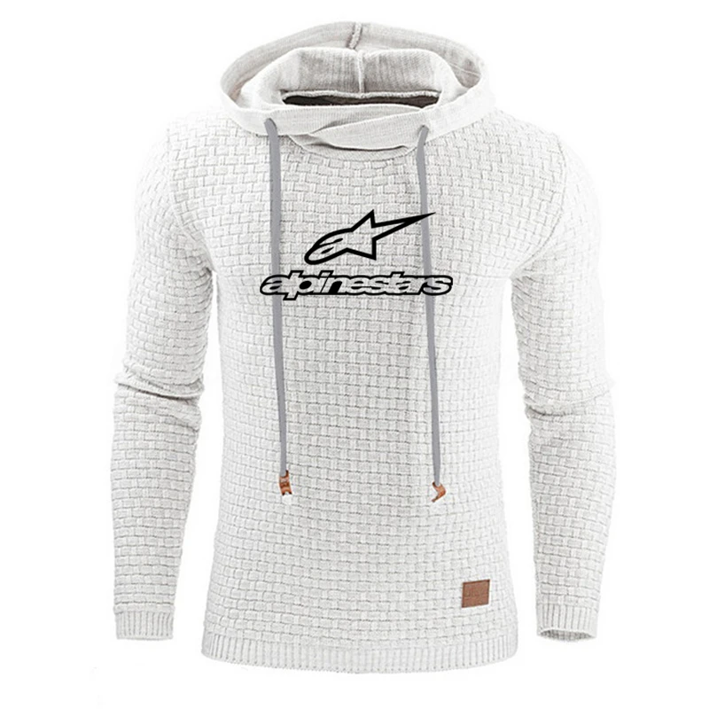 

New Men Hip Hop Fleece Long sleeve Alpinestars Printing Front Logo Harajuku Fashion Personality Hooded Shirt Boys Streetwear