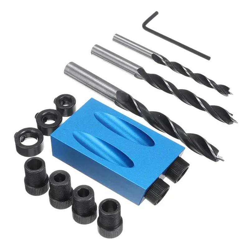 

7/14Pcs Pocket Hole Screw Jig 15 Degree Dowel Drill Joinery Kit Carpenter Woodworking Guide Joint Angle Locator Tool