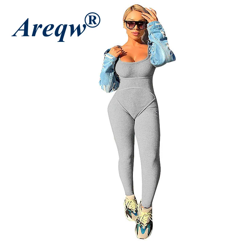 

2021 Summer New Sexy Tight-fitting Halter Hip Ribbed Jumpsuit Women