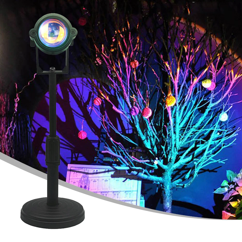 

USB Rainbow Sunset Projector Atmosphere Night Light Home Bedroom Coffee Shop Background Wall Decoration Colorful Lamp
