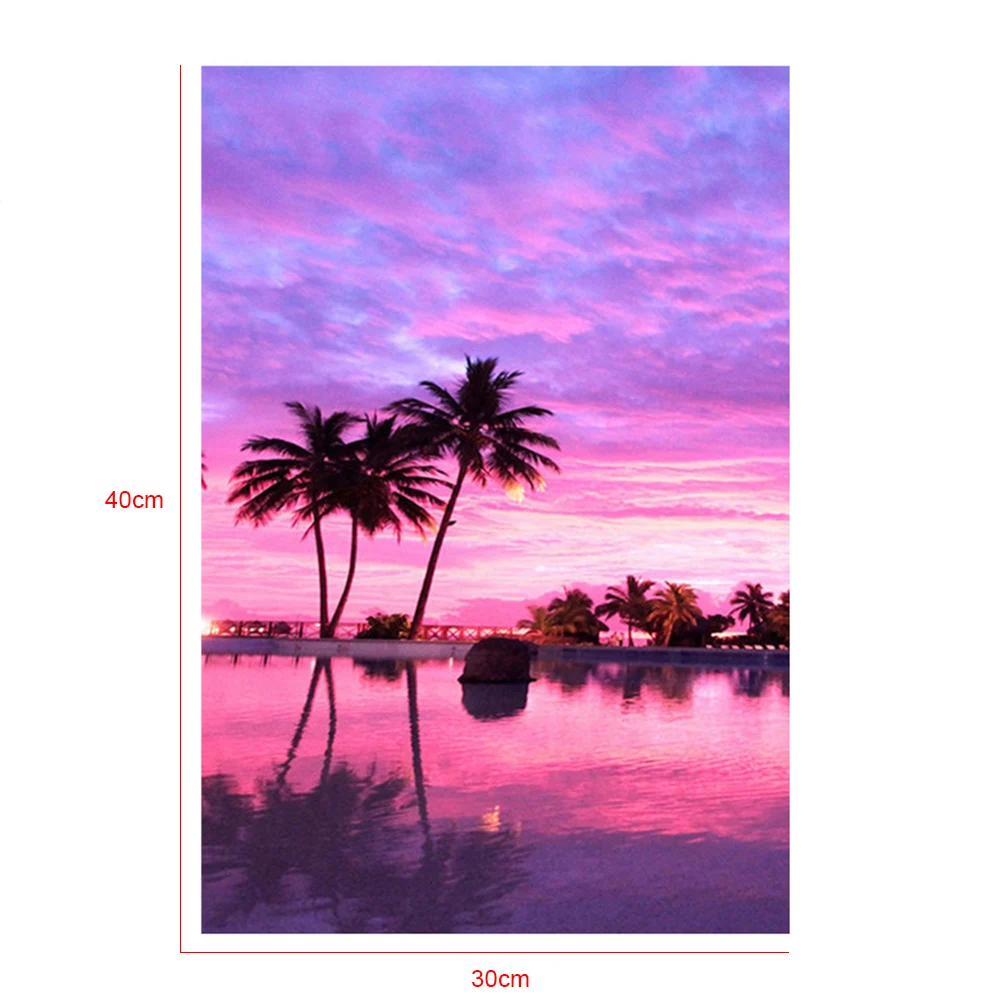 

5D DIY Diamond Painting River Sea Landscape Painting Mosaic Wall Hanging Art Rhinestone Decoration for Home Office Gift