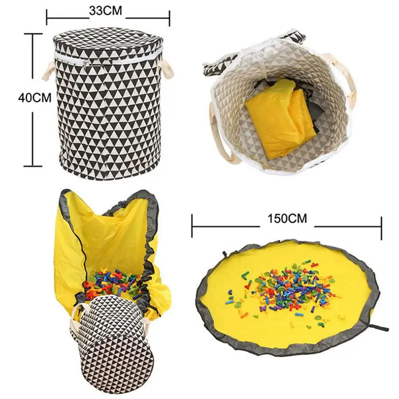 

Portable Kids Toy Storage Bag with Zipper Waterproof Clothes Laundry Basket Storage Bucket SlideAway Clean-up Toy Storage Bag