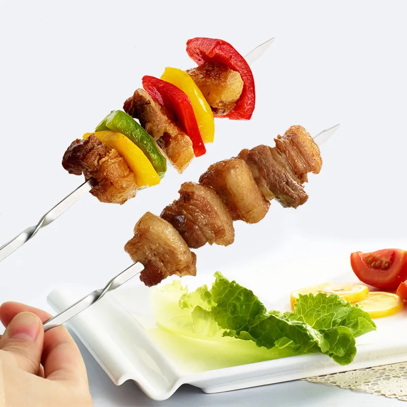 100/50 шт многоразовые плоский нержавеющая сталь барбекю шампура bbq иглой для