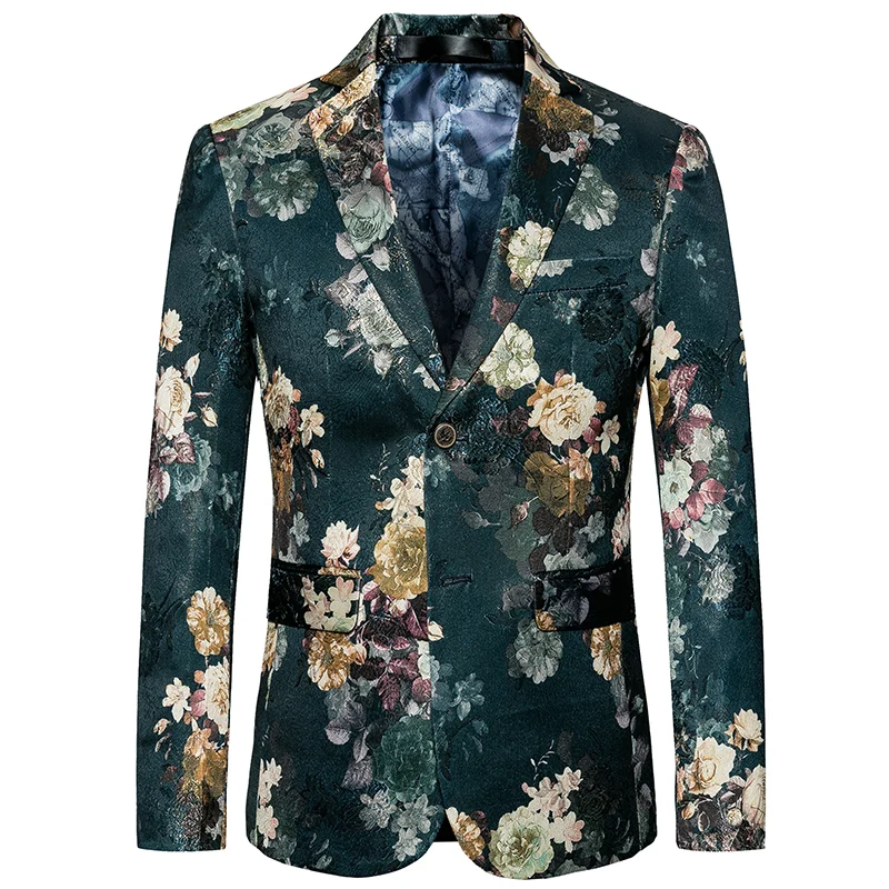 

2021 new men's suit jacket fashion printing men's casual wedding jacket stage party business casual single blazer M-6XL