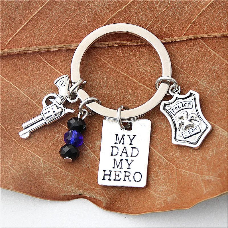 1 шт. полицейский значок и пистолет брелки брелок для отца унисекс подарочные
