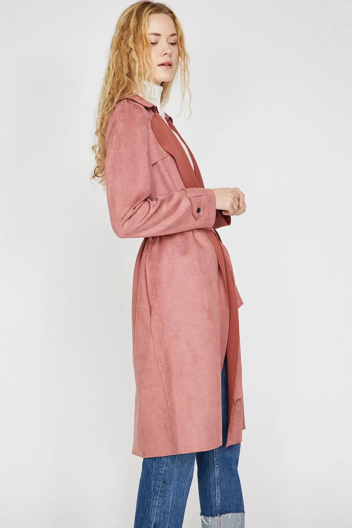 Koton женский розовый Beli ластовица Тренч 9KAK06988EW