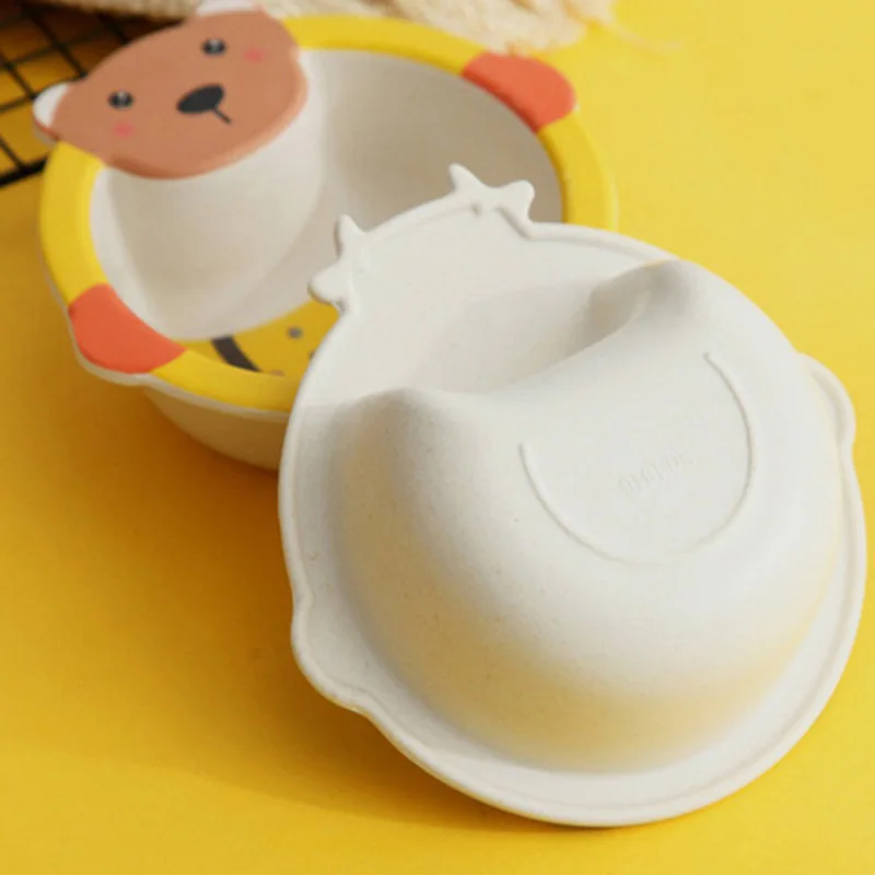 

Bamboo Fiber Children's Bowl Rice Cartoon Animal Shape Shatter Resistant Bowl Baby Complementary Food Bowl Children Gift Toys