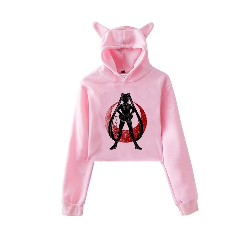 Сейлор Мун Харадзюку Толстовка корейский стиль ulzzang kawaii 90s мультфильм одежда пуловеры новые негабаритные с капюшоном уличная