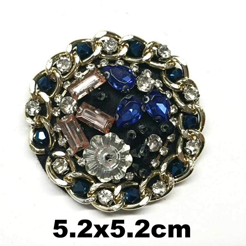 

Design embroidery beaded round flower embroideried patches for clothing HO-3315