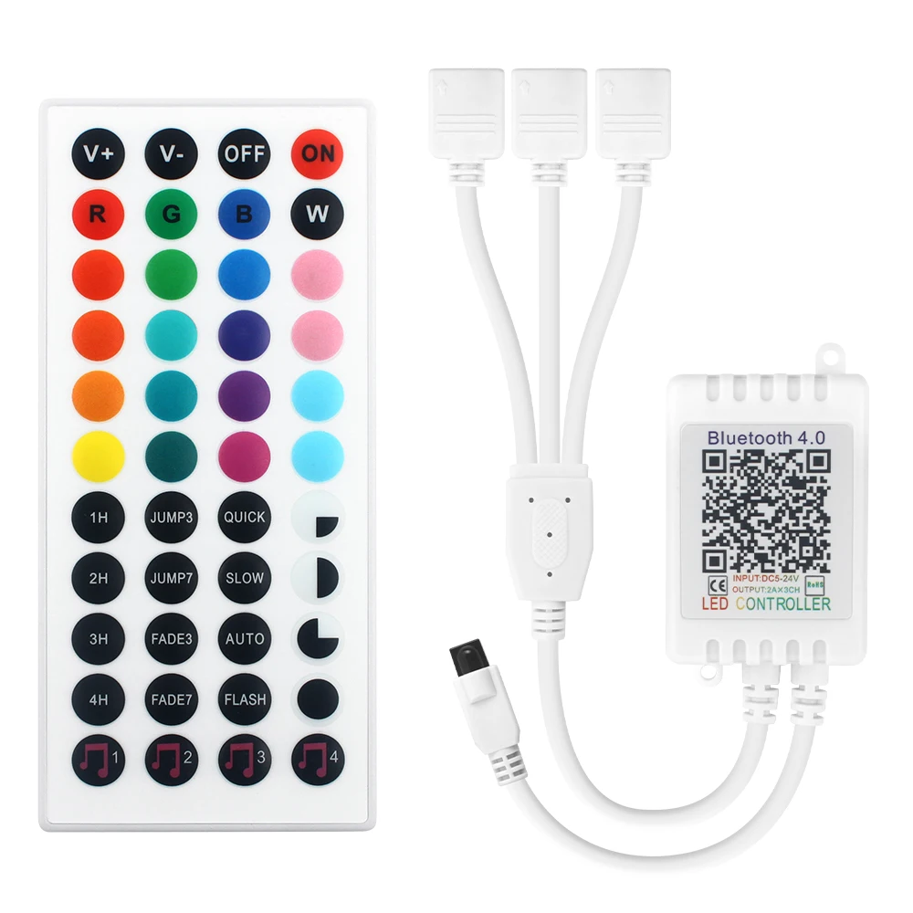 

Strip Light 44Keys IR Bluetooth Music Remote Controller 4Pin Sound Sensor For SMD 5050 3528 5630 RGB LED Flexible Lamp DC5-24V