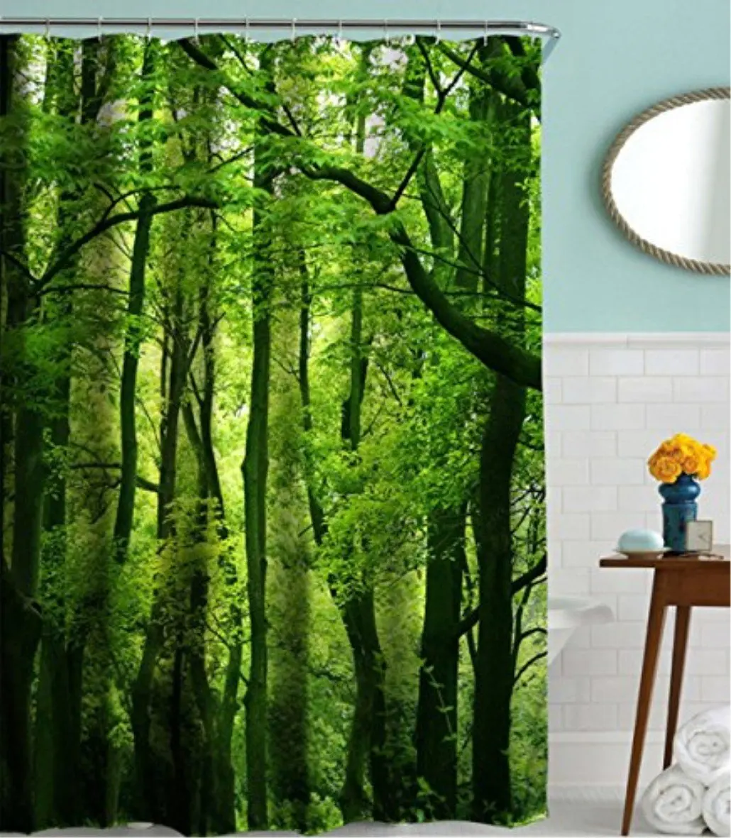 Занавеска для душа с лесным деревом водостойкая занавеска из полиэфирной ткани