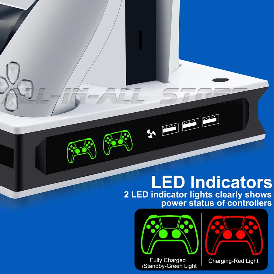 Док-станция для зарядки PS5 2 вентилятора 3 USB-порта | Электроника