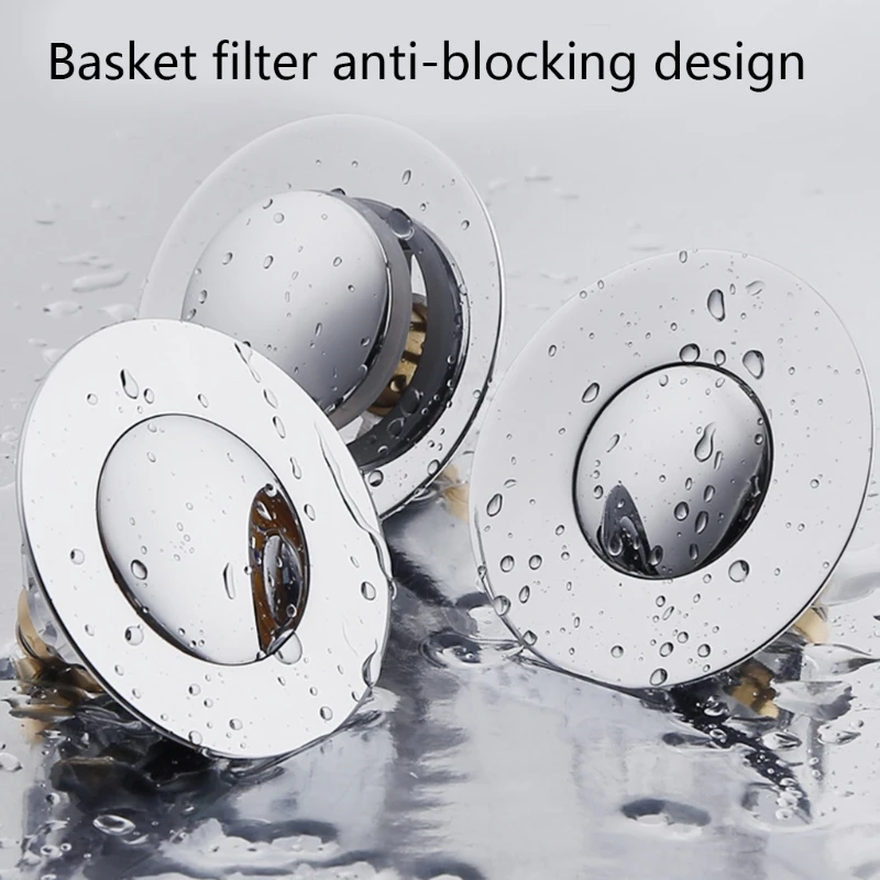 

28EB Wash Basin Bounce Drain Filter Stainless Steel Kitchen Bathroom Plug Pop-up Sink Drain Strainer for Bathroom Ktichen