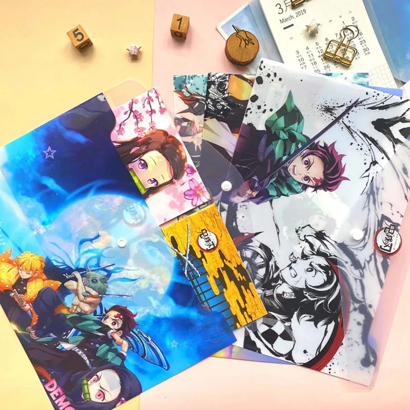 

A4 Anime Demon Slayer Kimetsu No Yaiba Kamado Tanjirou Nezuko Folder File Bag Document Organizer Storage Bag Stationery Gift
