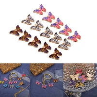 8color 10pcs small butterfly enamel metal charms pendant for diy necklace bracelet key chain jewelry findings making accessories
