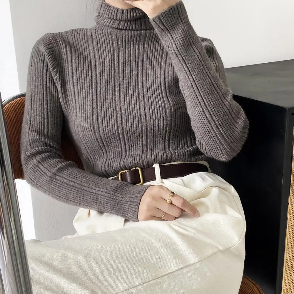 FORYUNSHES Women Knitted Slim Sweaters Femme Turtleneck Warm Pullovers Tops Casual Long Sleeve Jumper Shirt 2020 Autumn Winter | Женская