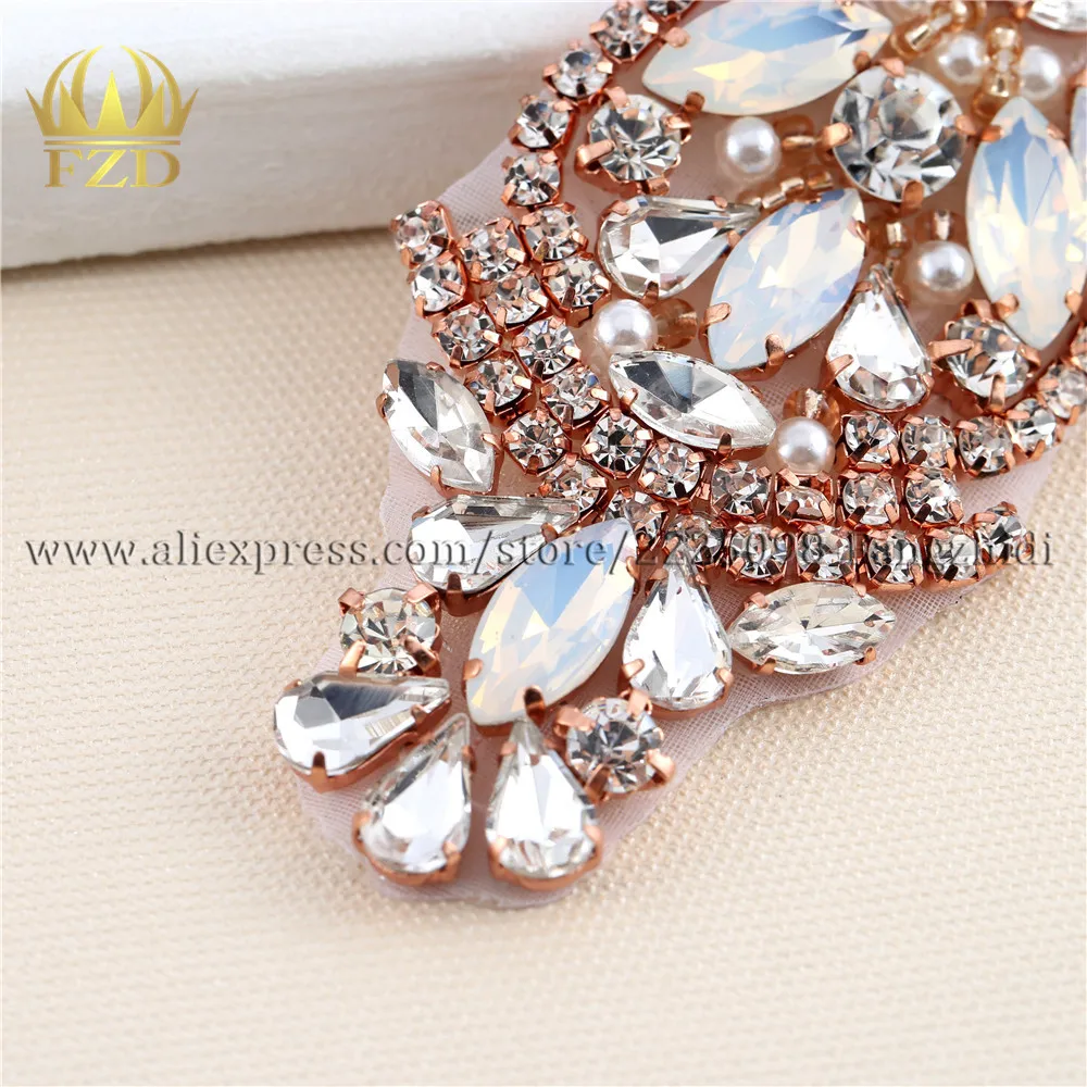 FZD 1 штука ручной работы горячей фиксации розовое золото стразы аппликация