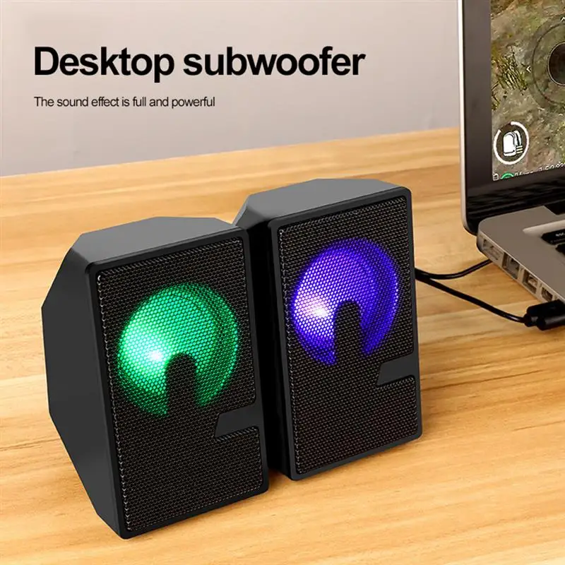 

2pcs Mini Computer Speaker USB Wired Speakers with Colorful LED Light HIFI Stereo Surround Loudspeaker For PC Notebook Laptop