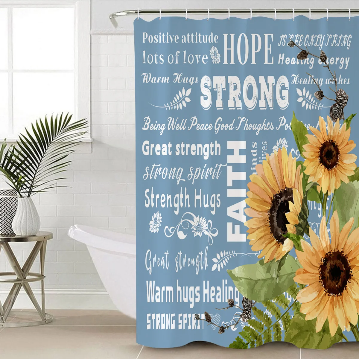 Warm Embrace Positive Energy Therapy Shower Curtain Bathroom Decor Fabric Farmhouse | Дом и сад