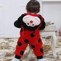 winter newborn baby ladybug ropa animal pajamas long sleeve cute anime rompers hooded for boys girls warm cotton flannel clothes