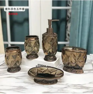 Красивая бабочка цветочный 5 шт. смолы аксессуары для ванной комнаты Набор мыло диспенсер зубная щетка держатель стакан LO1127636 - Цвет: 9