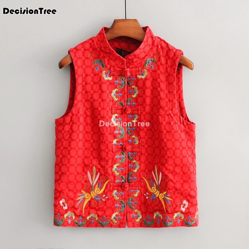 

2022 chinese flower embroidery qipao woman vest chinese style women sleeveless vintage ethnic waistcoat satin ethnic hanfu vest