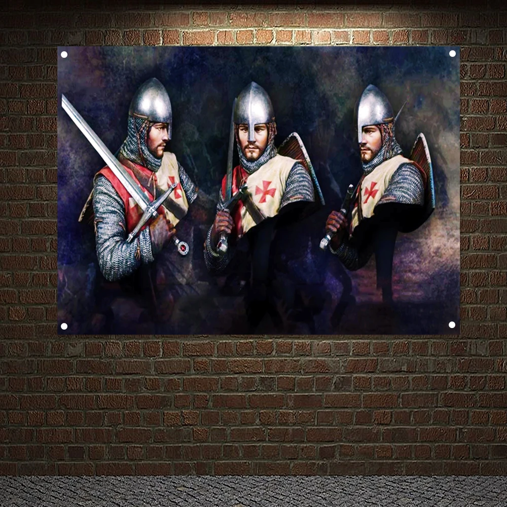 

Knights Templar Banners Wall Art Knights Templar Armor Retro PostersCanvas Painting Home Decor Ornaments Mural Wall Sticker D79