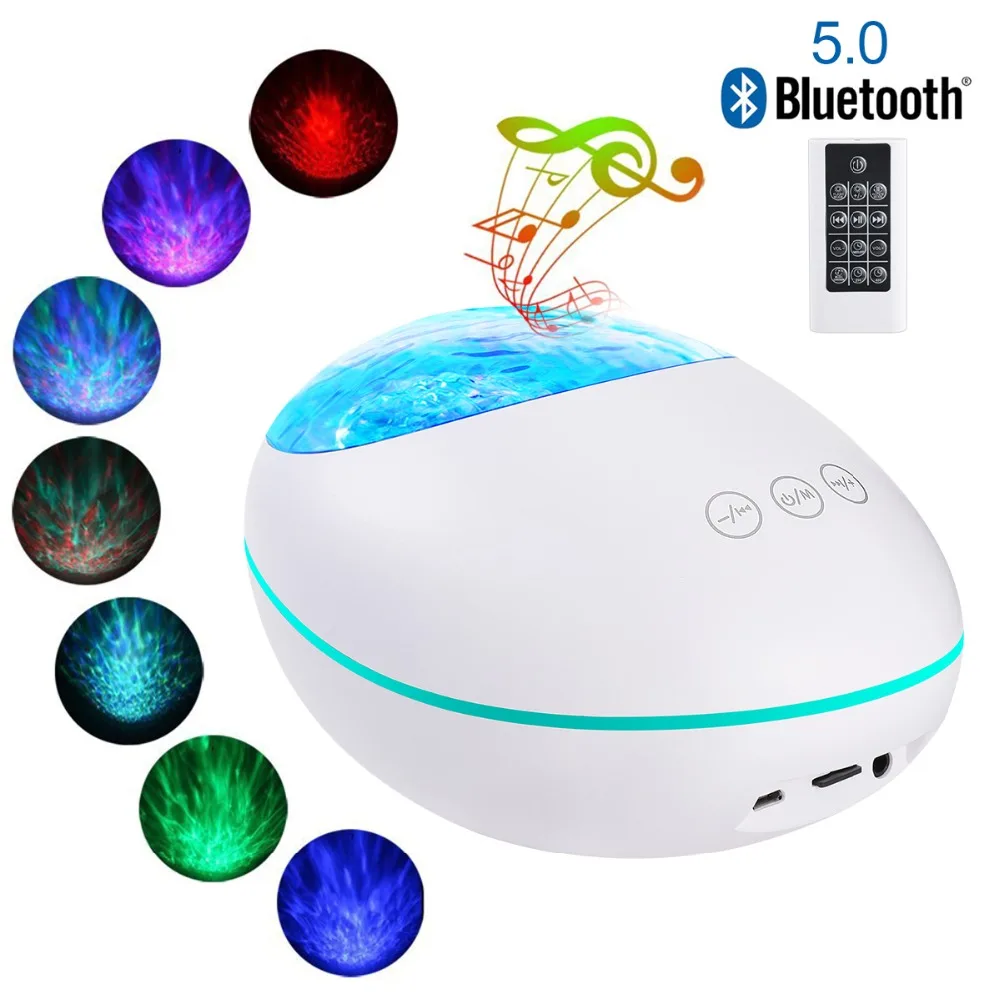 Новейший проектор волны океана Мини Bluetooth 5,0 динамик 12 Светодиодный 8 цветов ночник дистанционное управление 8 Музыка новинка подарок для малышей