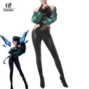ROLECOS Game LOL KDA Kaisa Косплей Костюм LOL KDA The Baddest Kaisa Косплей сексуальный женский костюм Топ Пальто Пояс брюки серьги