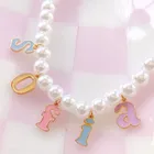 Женское Ожерелье с жемчужными буквами карамельного цвета