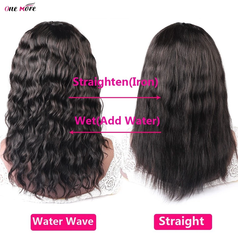 Wet And Wavy Lace Front Wig Straight Human Hair Wigs For Women 13X4X1 Middle Part Brazilian Water Wave One More | Шиньоны и парики
