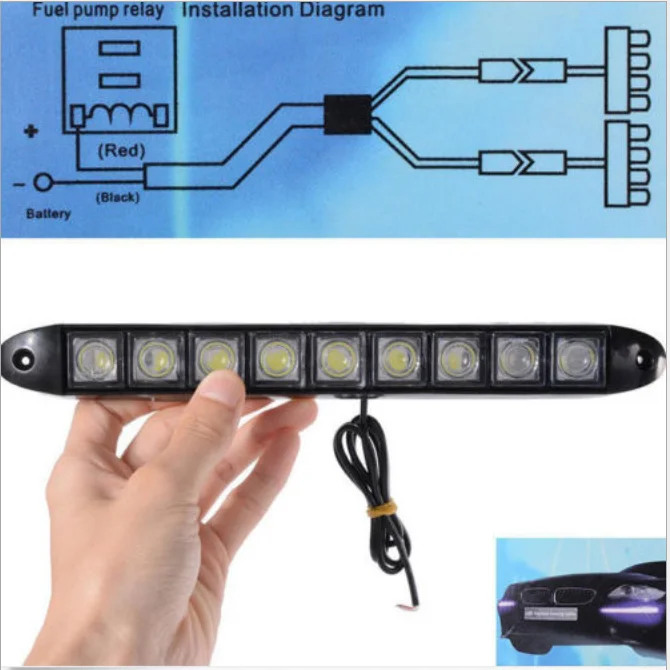 

1 Pair 9 LED Daytime Running Lights Car Driving DRL Fog Lights Super Bright 12V Car accessories