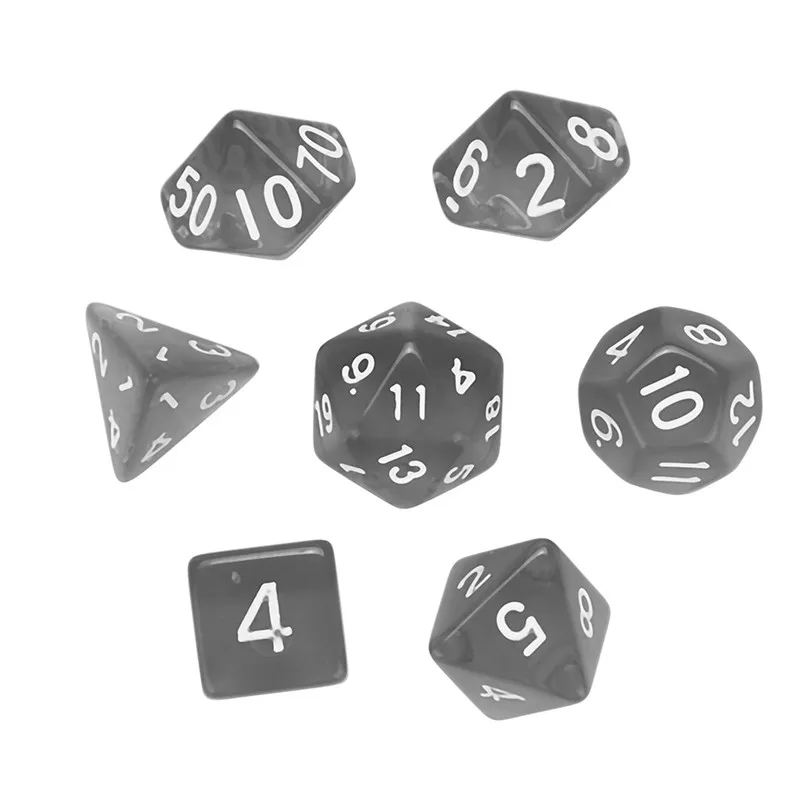 gray dice set 7 шт. игровой dnd Набор Игральных кубиков polyhedron D20 акриловая игра в кости happy freaky dice dados poliedricos dados de rpg 30A20 - Цвет: gray dice set
