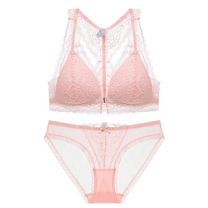 Комплект с бюстгальтером застежкой спереди женское сексуальное кружевное белье