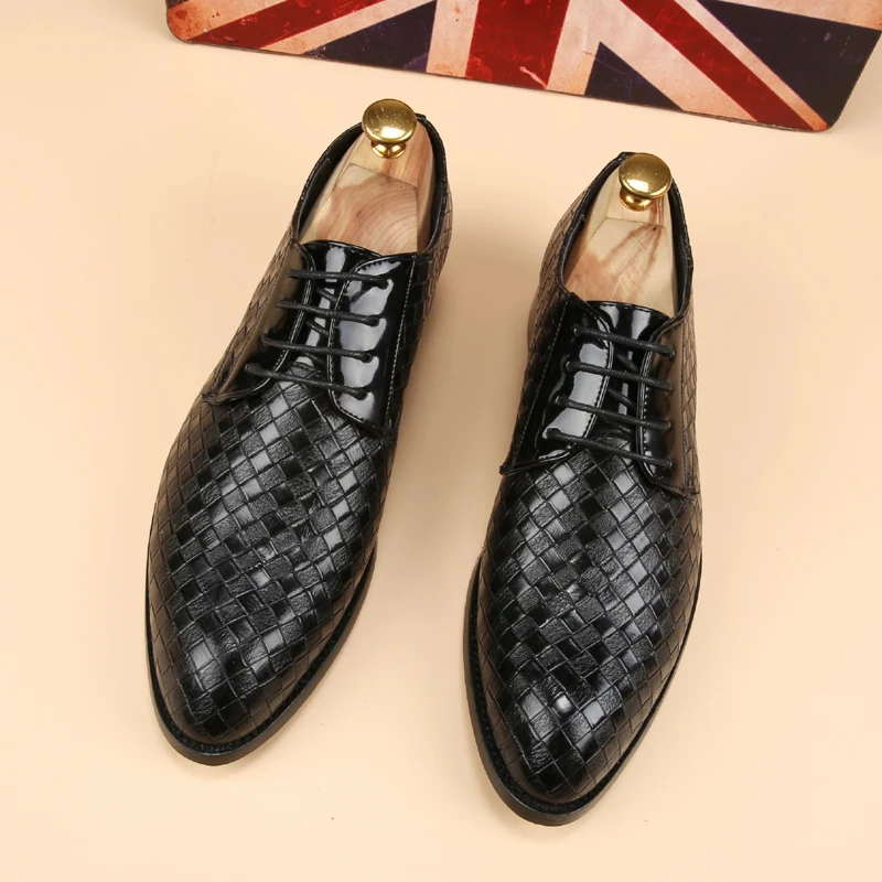 Туфли оксфорды мужские на шнуровке роскошные тканые туфли итальянский дизайн