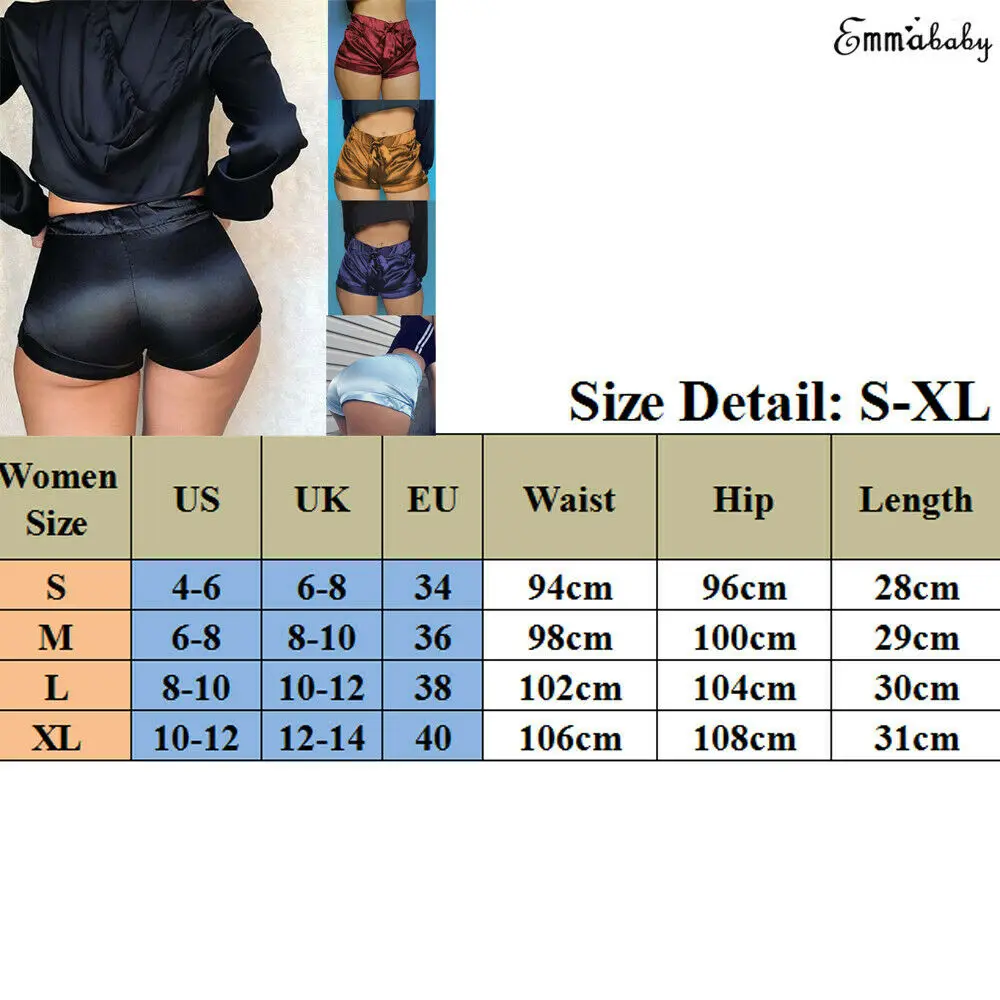 

Sexy High Waist Bodycon Sleep Wear Summer Pink Silk Satin Shorts Women Flannel Short Pants Pantalones Fitness biker shorts